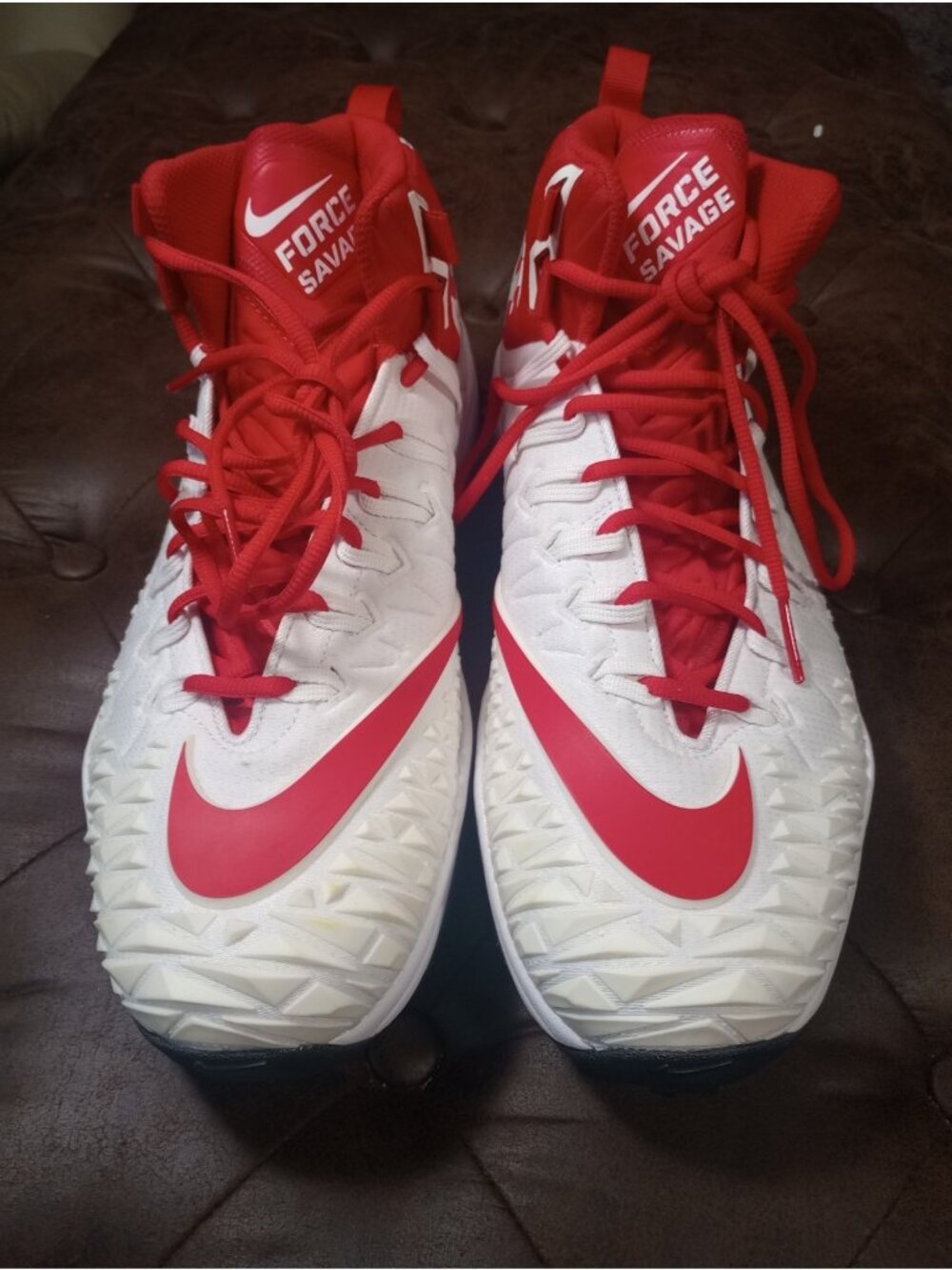 New Nike Force Savage Pro Shark Soccer/Football Cleats White/Red Size 14.5
